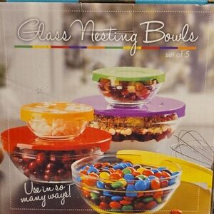 Colorful Glass Nesting Bowls Set of 5